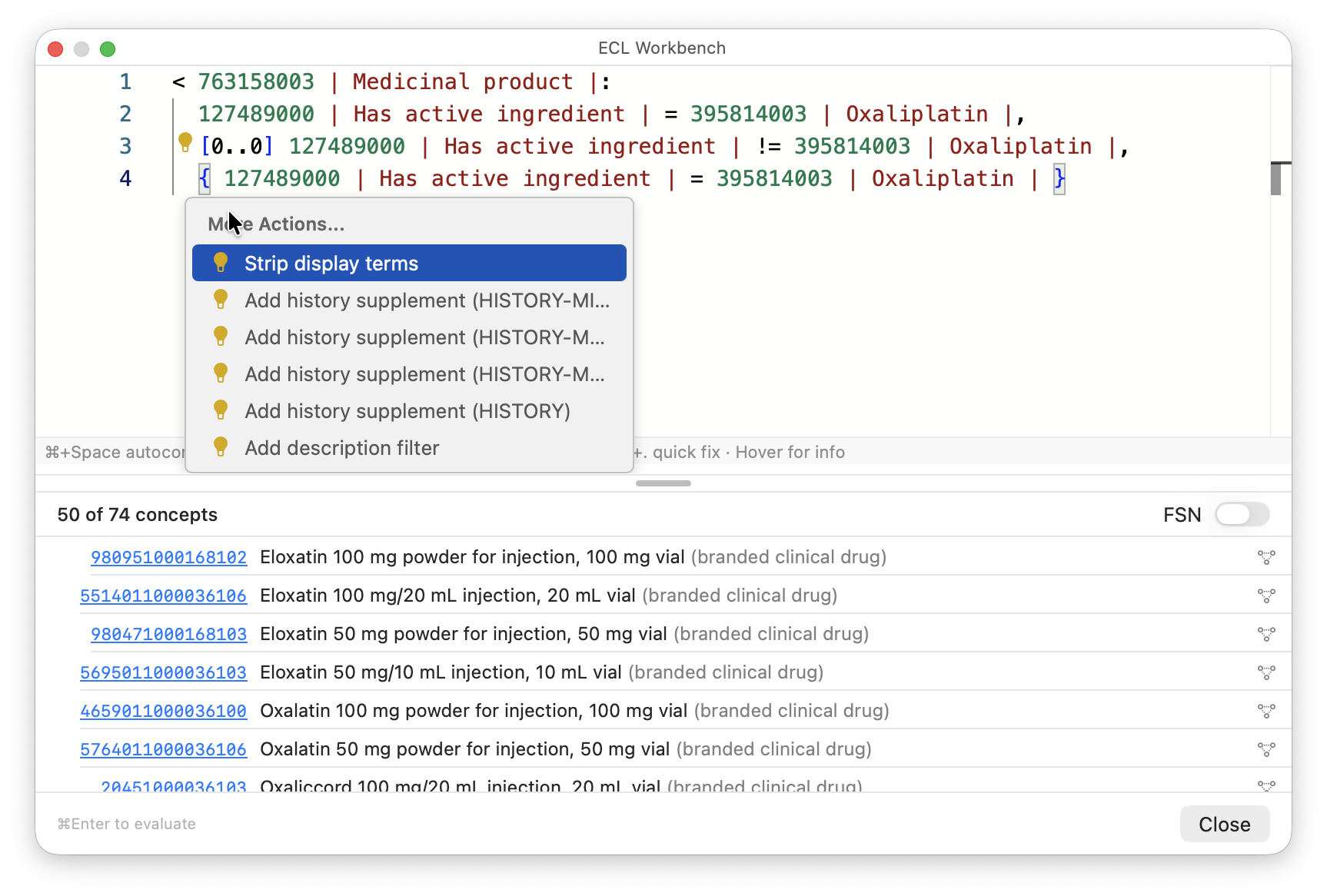 ECL Workbench with Monaco editor and evaluation results